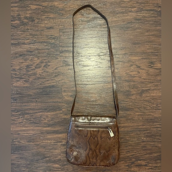 VanEli Brown Black Snake Animal Pattern Studded bow Shoulder Bag Purse - Picture 4 of 8